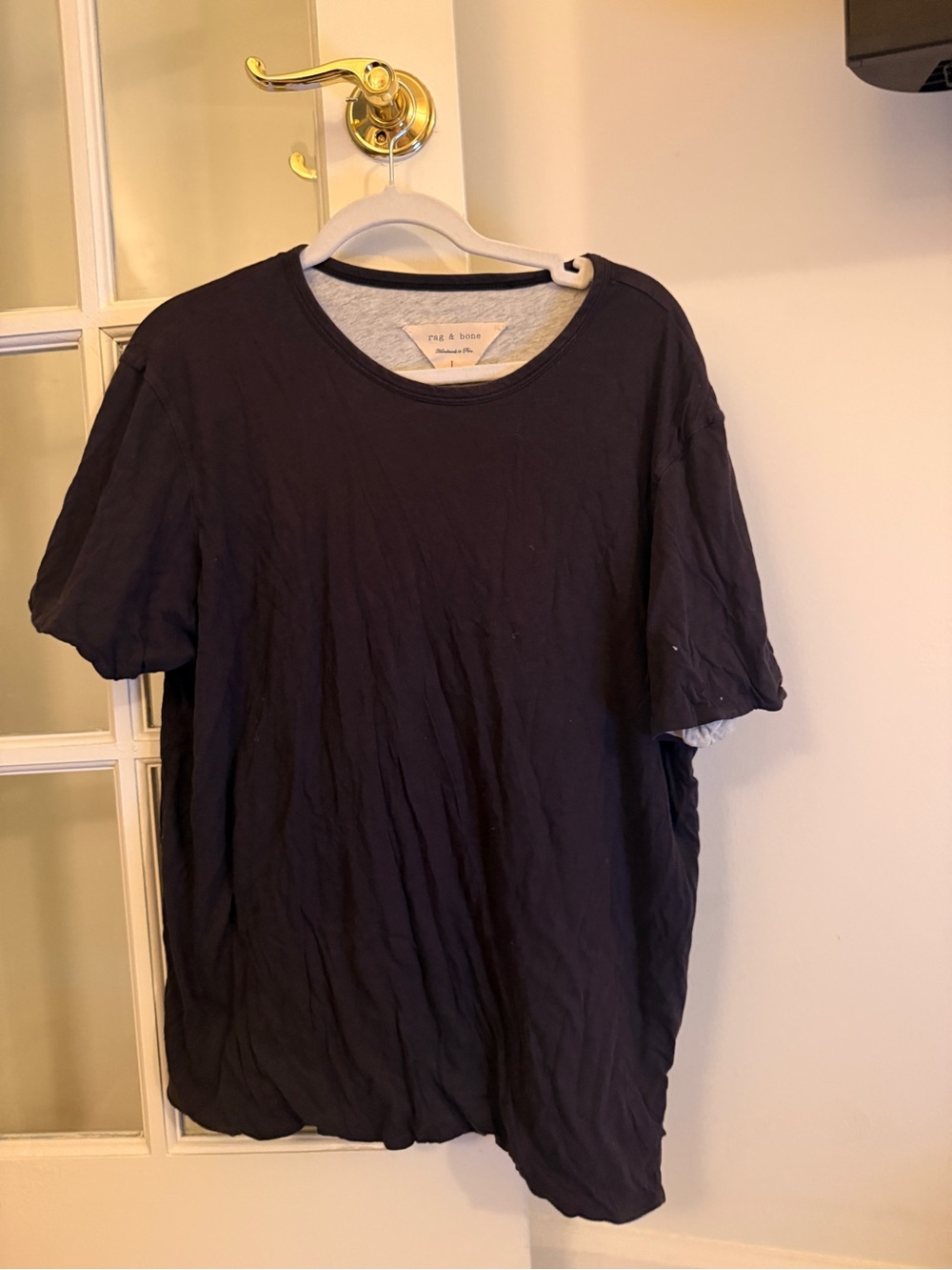 rag & bone Black Short Sleeve Crewneck Tee